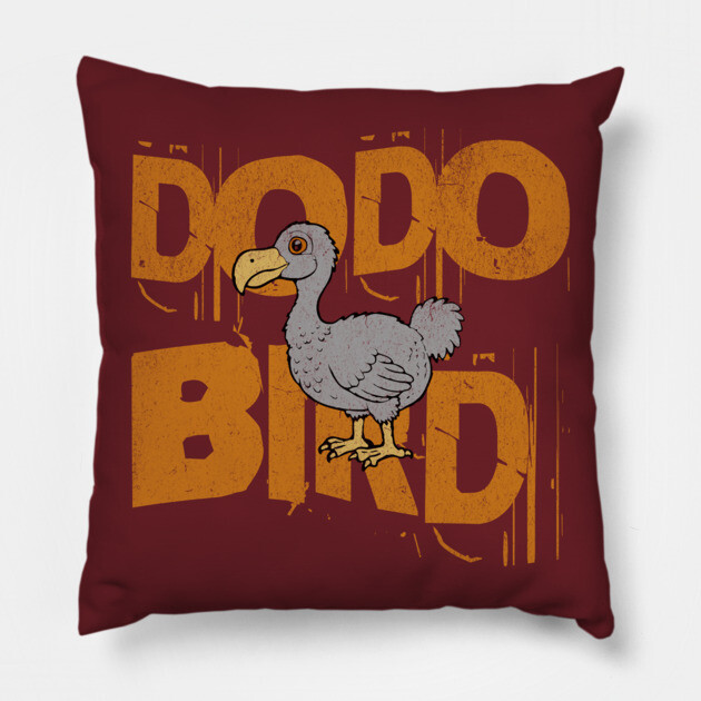 Funny Dodo Bird Vintage Graphic – Extinct Bird Cartoon Pillow by DonWillisJrArt