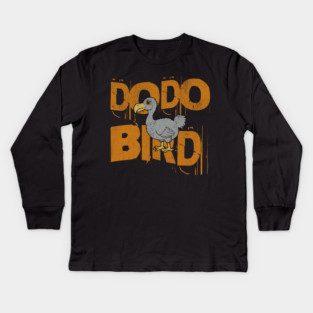Funny Dodo Bird Vintage Graphic – Extinct Bird Cartoon Kids Long Sleeve T-Shirt