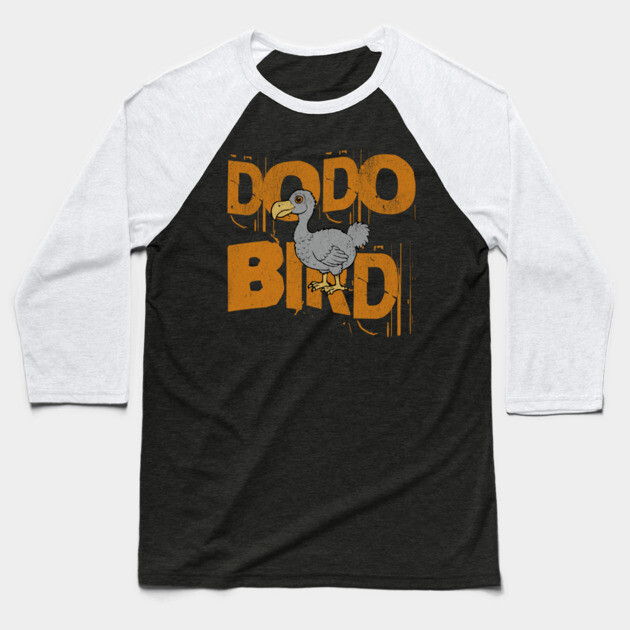 Funny Dodo Bird Vintage Graphic – Extinct Bird Cartoon Baseball T-Shirt by DonWillisJrArt