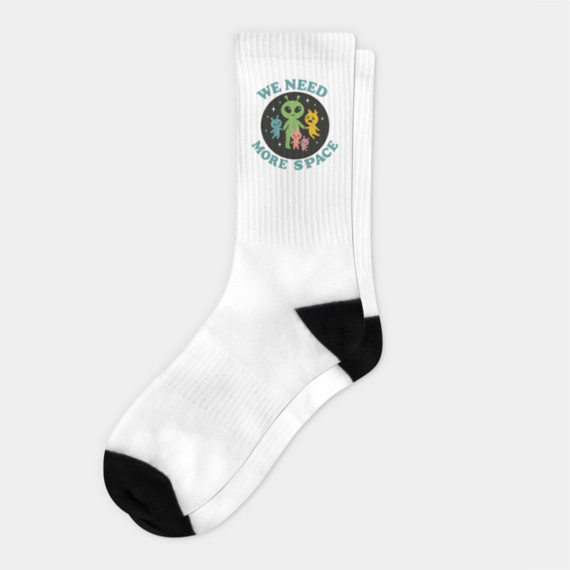 We Need More Space – Funny Alien Family Design Socks by Hobby Helpers Merch