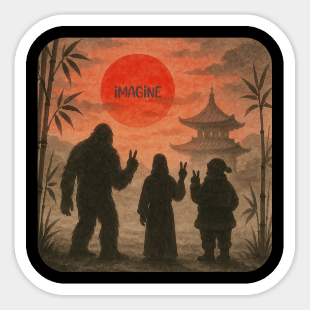 Imagine Peace With Imaginary Friends Magnet by HippieVic