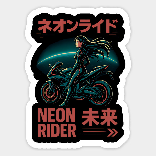 Neon Rider – Japanese Cyber Aesthetic Magnet by Designed By Marty