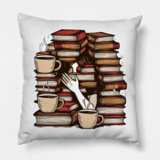 Lost in pages fueled by caffeine Pillow