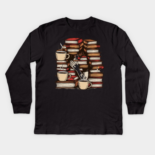 Lost in pages fueled by caffeine Kids Long Sleeve T-Shirt by SR8891