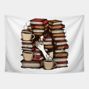 Lost in pages fueled by caffeine Tapestry