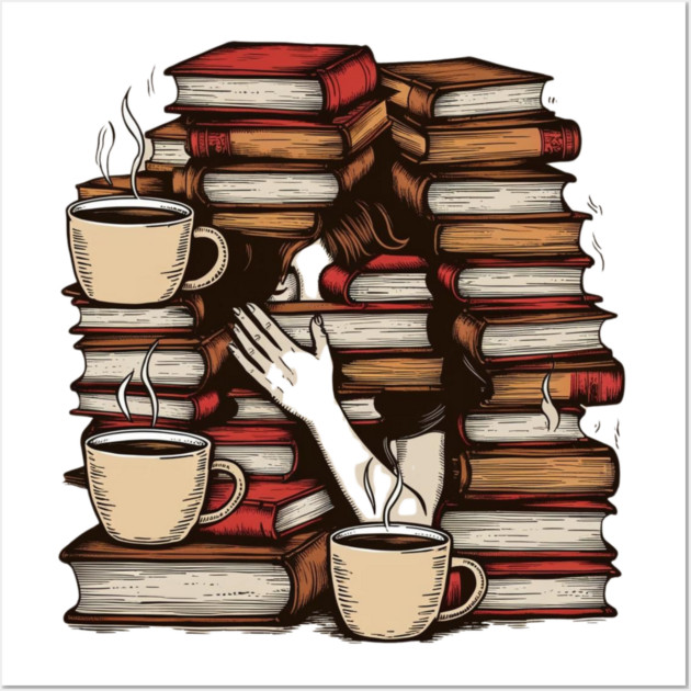 Lost in pages fueled by caffeine Wall Art by SR8891