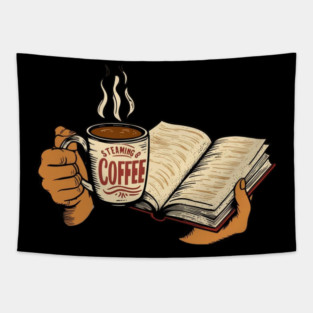 coffee in one hand a book in the other Tapestry