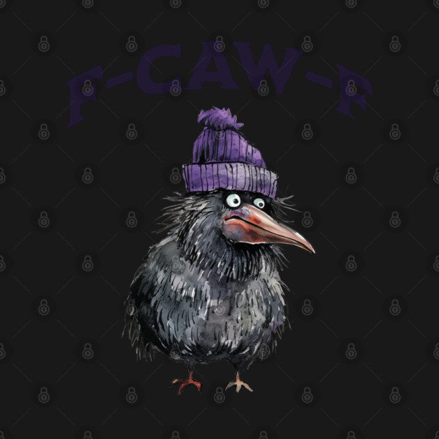 F-Caw-F funny knit hat beanie-wearing Crow iykyk design by Luxinda