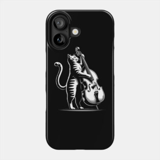 cat plays double bass Phone Case