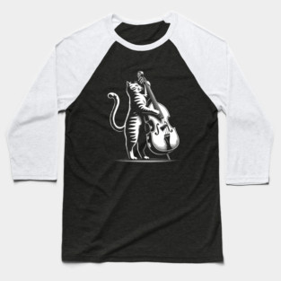 cat plays double bass Baseball T-Shirt