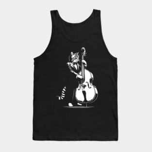 cat in suit playing the double bass Tank Top