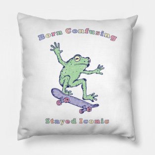 Born Confusing - Funny Frog Meme Pillow