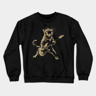 Funny Play Cat Guitar - Yo Dawg I Heard You Like Cat Meme Music Humor Trends Crewneck Sweatshirt