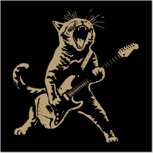 Funny Play Cat Guitar - Yo Dawg I Heard You Like Cat Meme Music Humor Trends Posters and Art