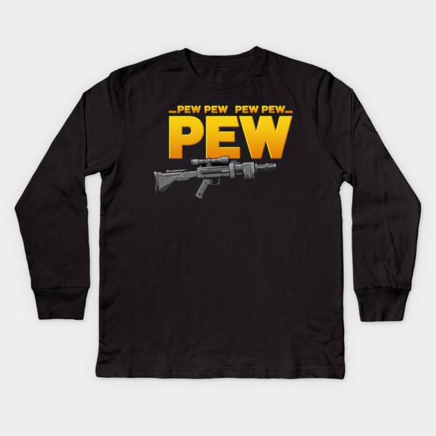 Pew Pew Pew Kids Long Sleeve T-Shirt by Silly Me Studio