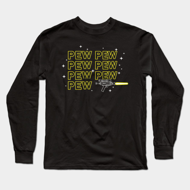 Pew Pew Pew Shooter Long Sleeve T-Shirt by Silly Me Studio