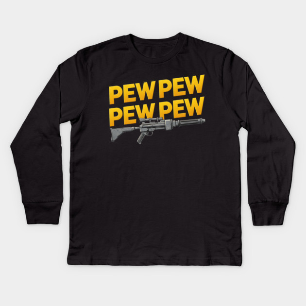 Blaster Pew Pew Pew Kids Long Sleeve T-Shirt by Silly Me Studio