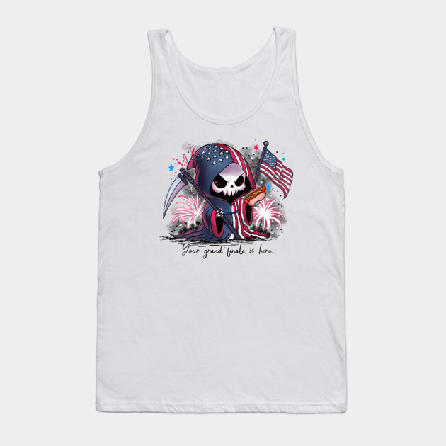 Fourth of July Grim Reaper Tank Top by H. R. Sinclair