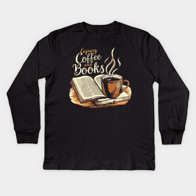 The Comfort of Coffee and Books Kids Long Sleeve T-Shirt by SR8891