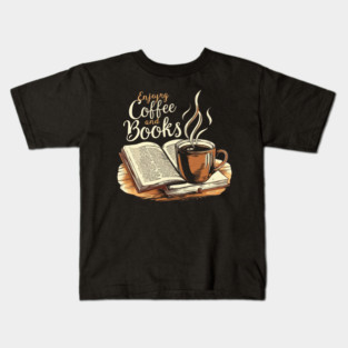 The Comfort of Coffee and Books Kids T-Shirt