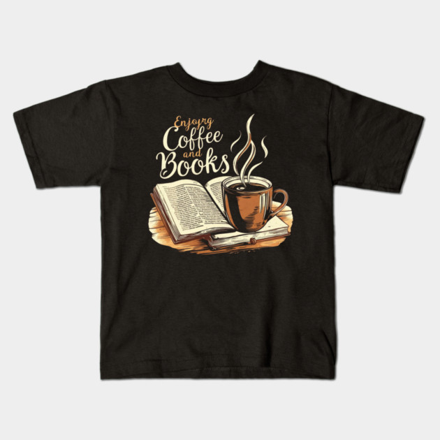 The Comfort of Coffee and Books Kids T-Shirt by SR8891