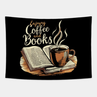 The Comfort of Coffee and Books Tapestry
