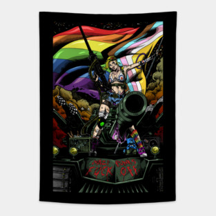 Tank Girl pride flag anarchist gay lesbian trans bisexual Tapestry