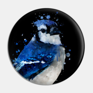 Dramabite Watercolor blue jay bird artistic animal painting Pin