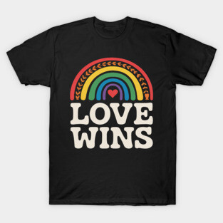 LGBTQ Love Wins Gay Pride LGBT Ally Rainbow Flag T-Shirt