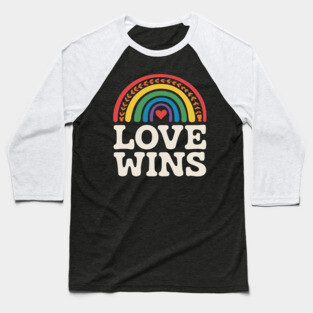 LGBTQ Love Wins Gay Pride LGBT Ally Rainbow Flag Baseball T-Shirt