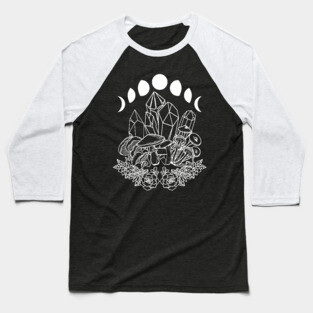 Moon Phases Crystals Mushrooms Succulents Witchy Baseball T-Shirt