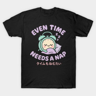 Kawaii Sleepy Clock – "Even Time Needs a Nap" T-Shirt