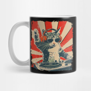 Cool DJ Cat, Funny Cat with Headphones, Stylish Cat Lovers, Unique DJ Cat Kitty Mug