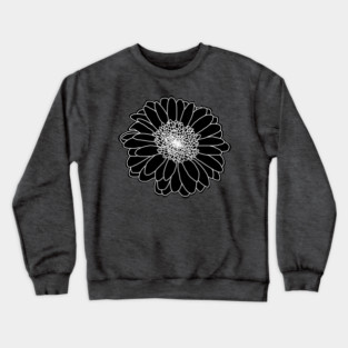 Black and White Daisy Flower Nature Drawing Crewneck Sweatshirt