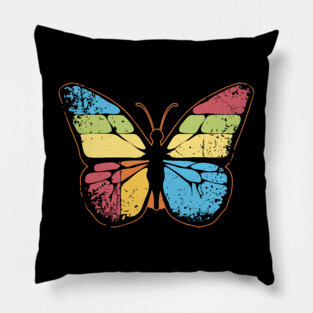 Retro Butterfly – Vintage Color Pop Nature Art Pillow