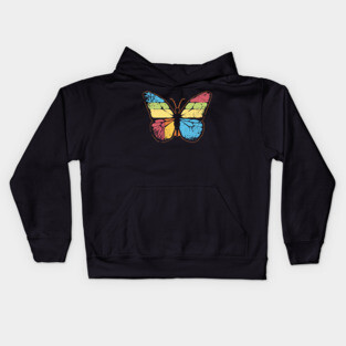 Retro Butterfly – Vintage Color Pop Nature Art Kids Hoodie