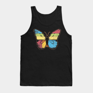 Retro Butterfly – Vintage Color Pop Nature Art Tank Top