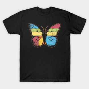 Retro Butterfly – Vintage Color Pop Nature Art T-Shirt