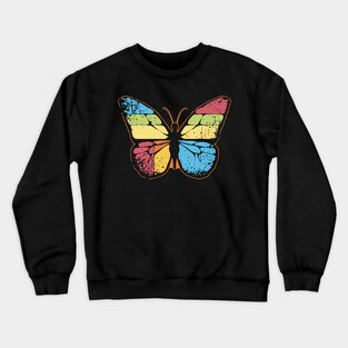 Retro Butterfly – Vintage Color Pop Nature Art Crewneck Sweatshirt