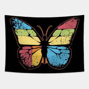 Retro Butterfly – Vintage Color Pop Nature Art Tapestry