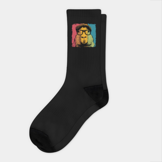 Dapper Capybara in Glasses – Quirky Animal Hipster Style Socks by TuncGK