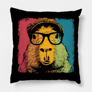 Dapper Capybara in Glasses – Quirky Animal Hipster Style Pillow