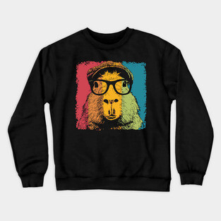 Dapper Capybara in Glasses – Quirky Animal Hipster Style Crewneck Sweatshirt