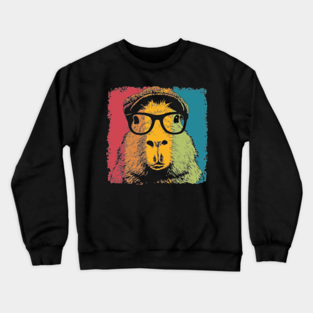 Dapper Capybara in Glasses – Quirky Animal Hipster Style Crewneck Sweatshirt by TuncGK