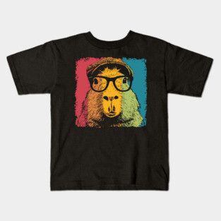 Dapper Capybara in Glasses – Quirky Animal Hipster Style Kids T-Shirt