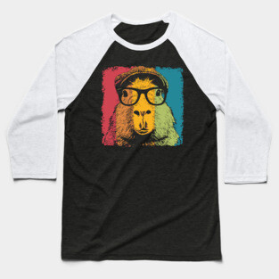 Dapper Capybara in Glasses – Quirky Animal Hipster Style Baseball T-Shirt