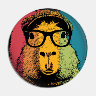 Dapper Capybara in Glasses – Quirky Animal Hipster Style Pin
