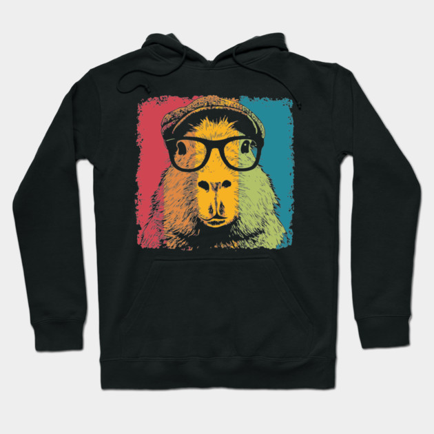 Dapper Capybara in Glasses – Quirky Animal Hipster Style Hoodie by TuncGK