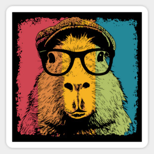 Dapper Capybara in Glasses – Quirky Animal Hipster Style Sticker