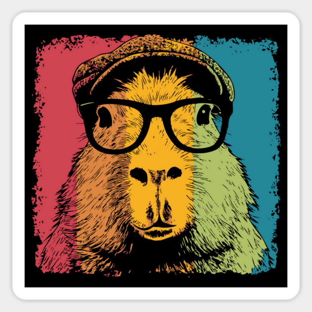 Dapper Capybara in Glasses – Quirky Animal Hipster Style Magnet by TuncGK